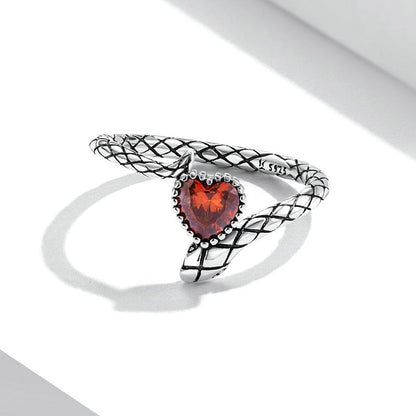 RED HEART SNAKE RING