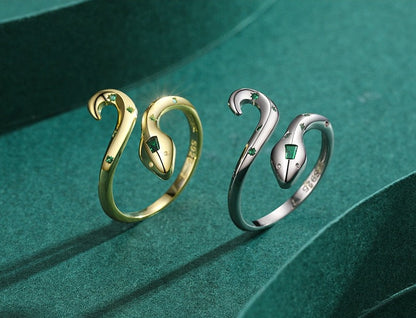 GREEN ZIRCONS SNAKE RING