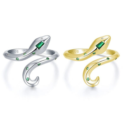 GREEN ZIRCONS SNAKE RING