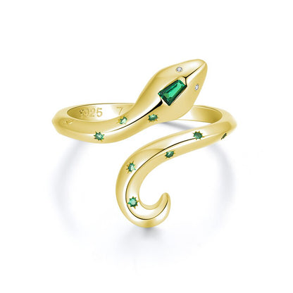 GREEN ZIRCONS SNAKE RING