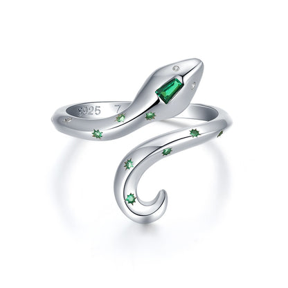 GREEN ZIRCONS SNAKE RING