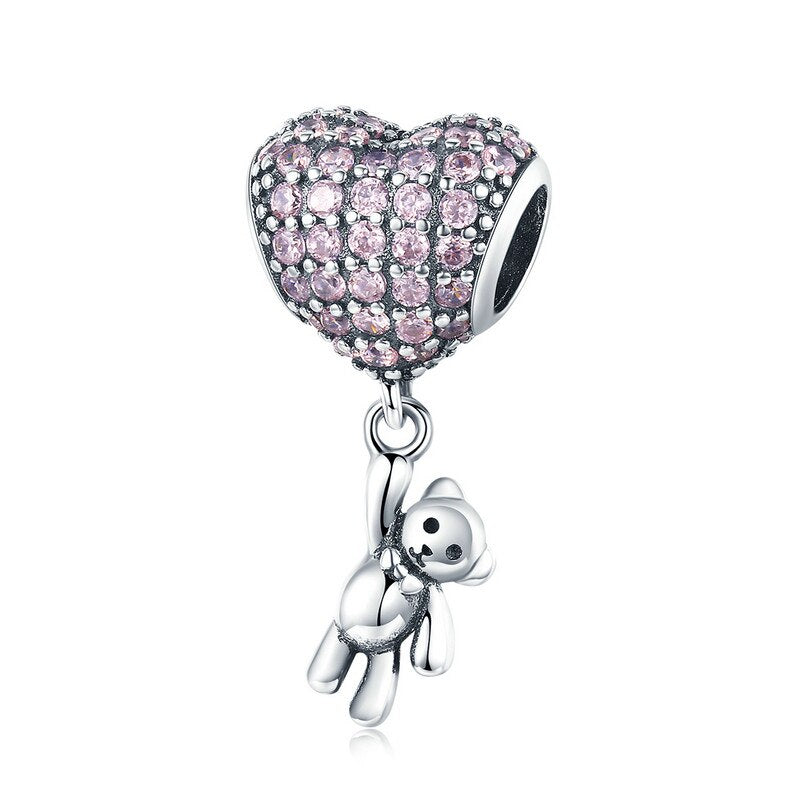 HEARTED-BALLOON & BEAR DANGLE CHARM