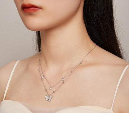 DOUBLE-LAYER BUTTERFLY NECKLACE