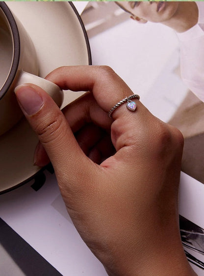 OPAL HEART RING